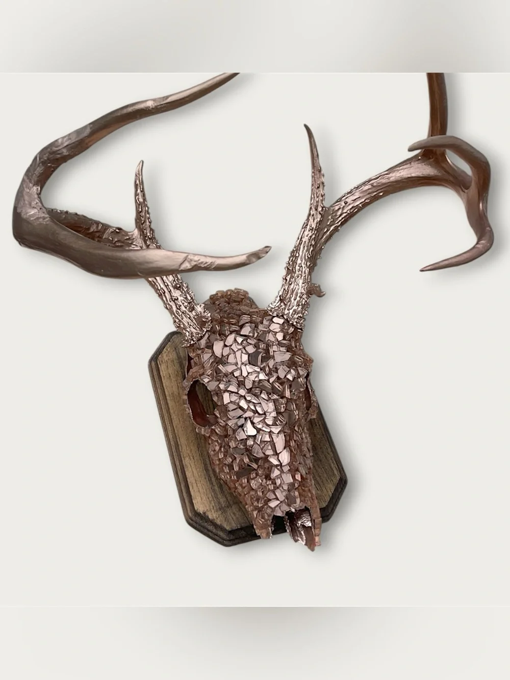 Rose Gold Fireglass Bedazzled Deer Skull Wall Art Home Decor Boho taxidermy